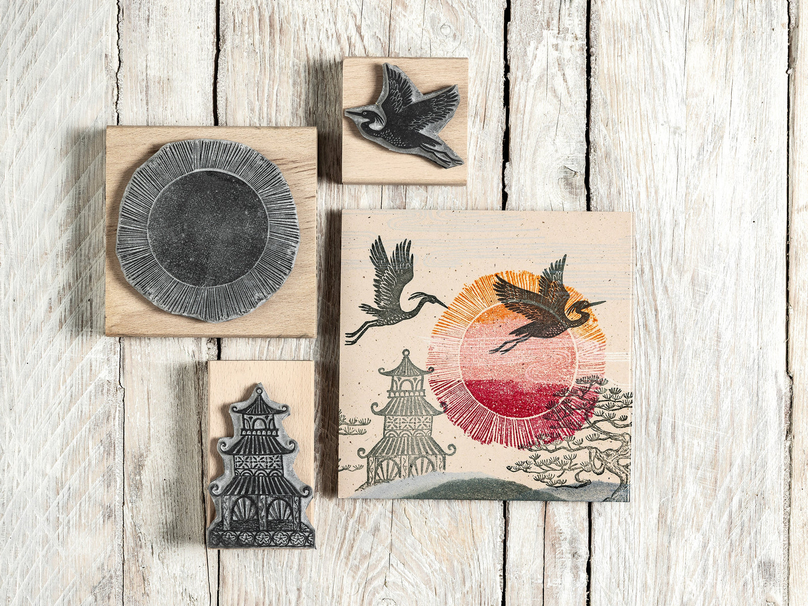 Japanese landscape stamps for card making