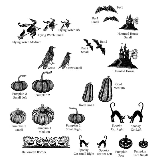 Pumpkin and Gourd Rubber Stamps for Thanks giving Celebrations, Fall Card making, and Autumnal Cardmaking - Noolibird