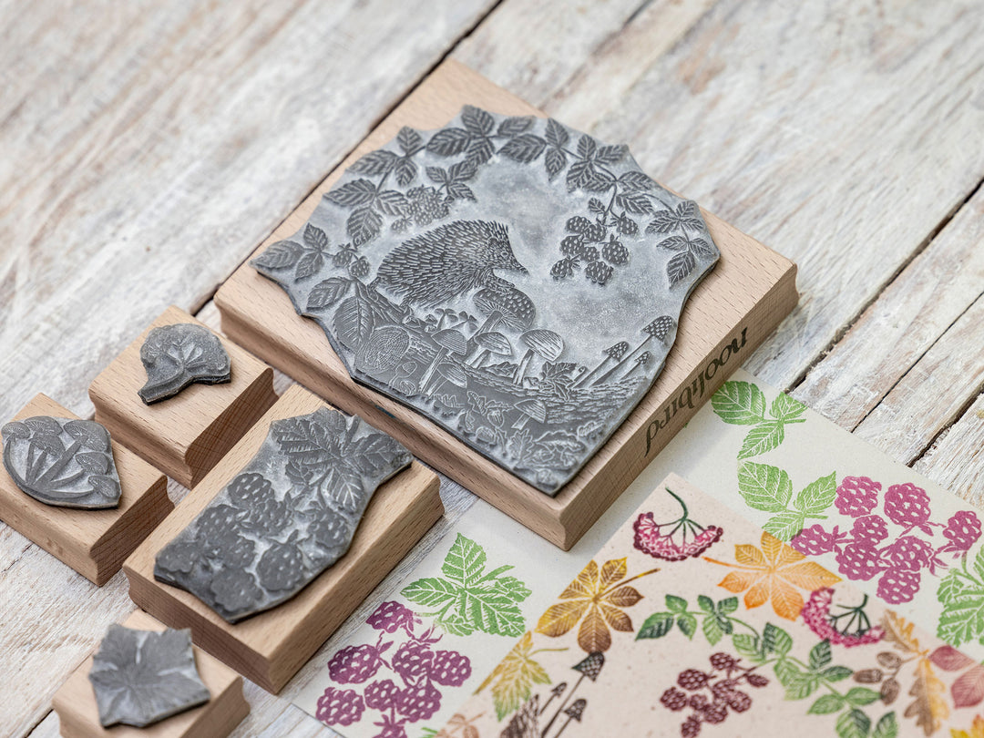 Hedgehog Rubber Stamp - Autumn Forest Woodland Craft Stamp | Noolibird - Noolibird