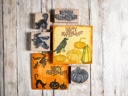 Pumpkin and Gourd Rubber Stamps for Thanks giving Celebrations, Fall Card making, and Autumnal Cardmaking - Noolibird