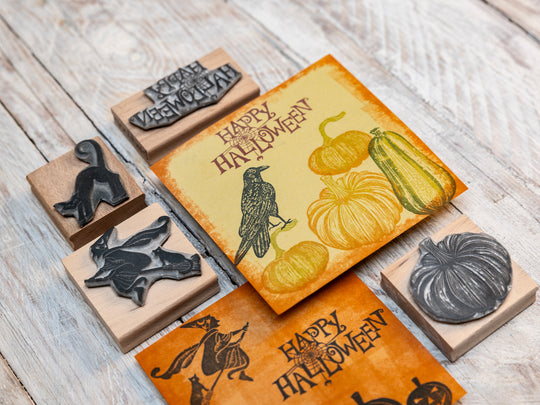 Pumpkin and Gourd Rubber Stamps for Thanks giving Celebrations, Fall Card making, and Autumnal Cardmaking - Noolibird