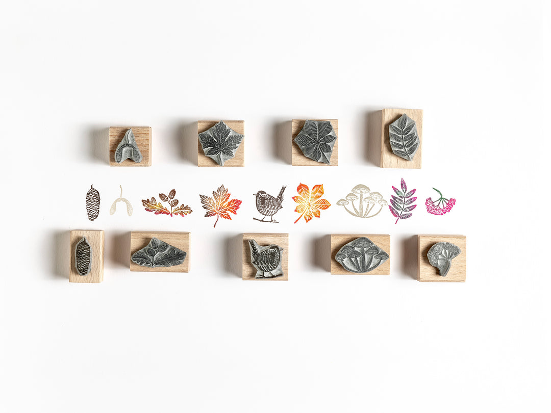 Hedgehog Rubber Stamp - Autumn Forest Woodland Craft Stamp | Noolibird - Noolibird