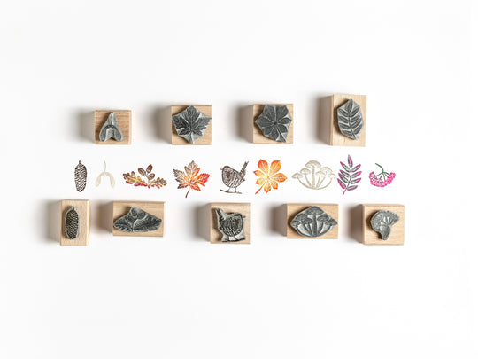 Hedgehog Rubber Stamp - Autumn Forest Woodland Craft Stamp | Noolibird - Noolibird