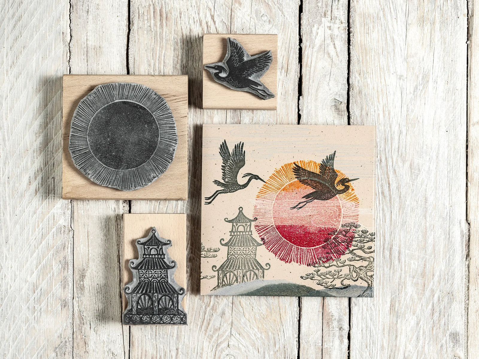 Japanese landscape stamps for card making