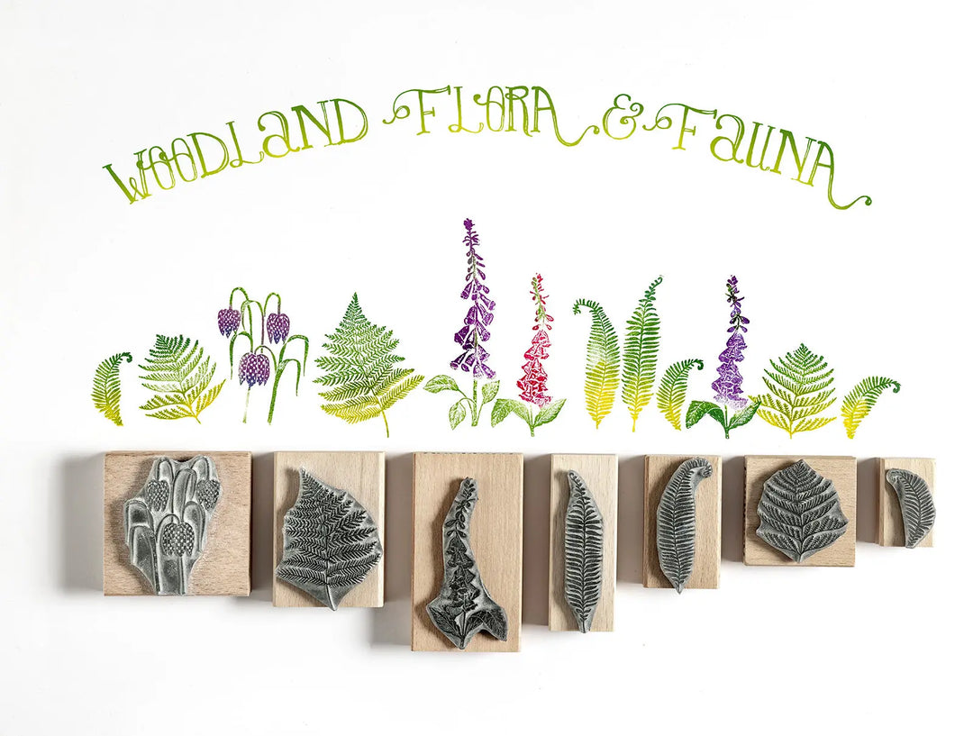 Woodland Flowers and ferns Rubber Stamps