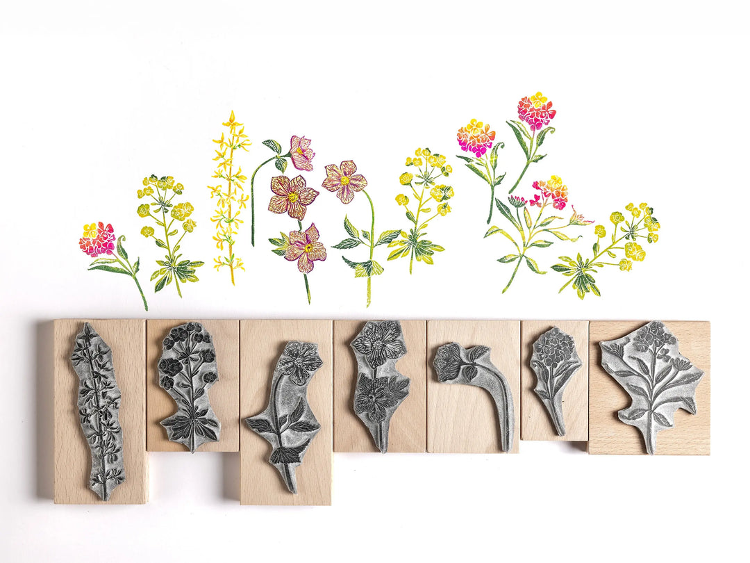Favourite Spring Flowers, Flower  and Jug Stamps for Cardmaking and Nature Journaling Noolibird