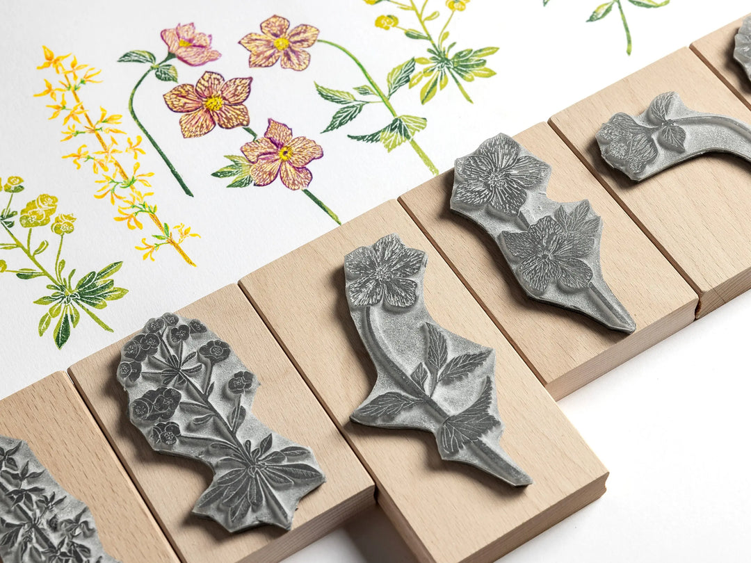 Favourite Spring Flowers, Flower  and Jug Stamps for Cardmaking and Nature Journaling Noolibird