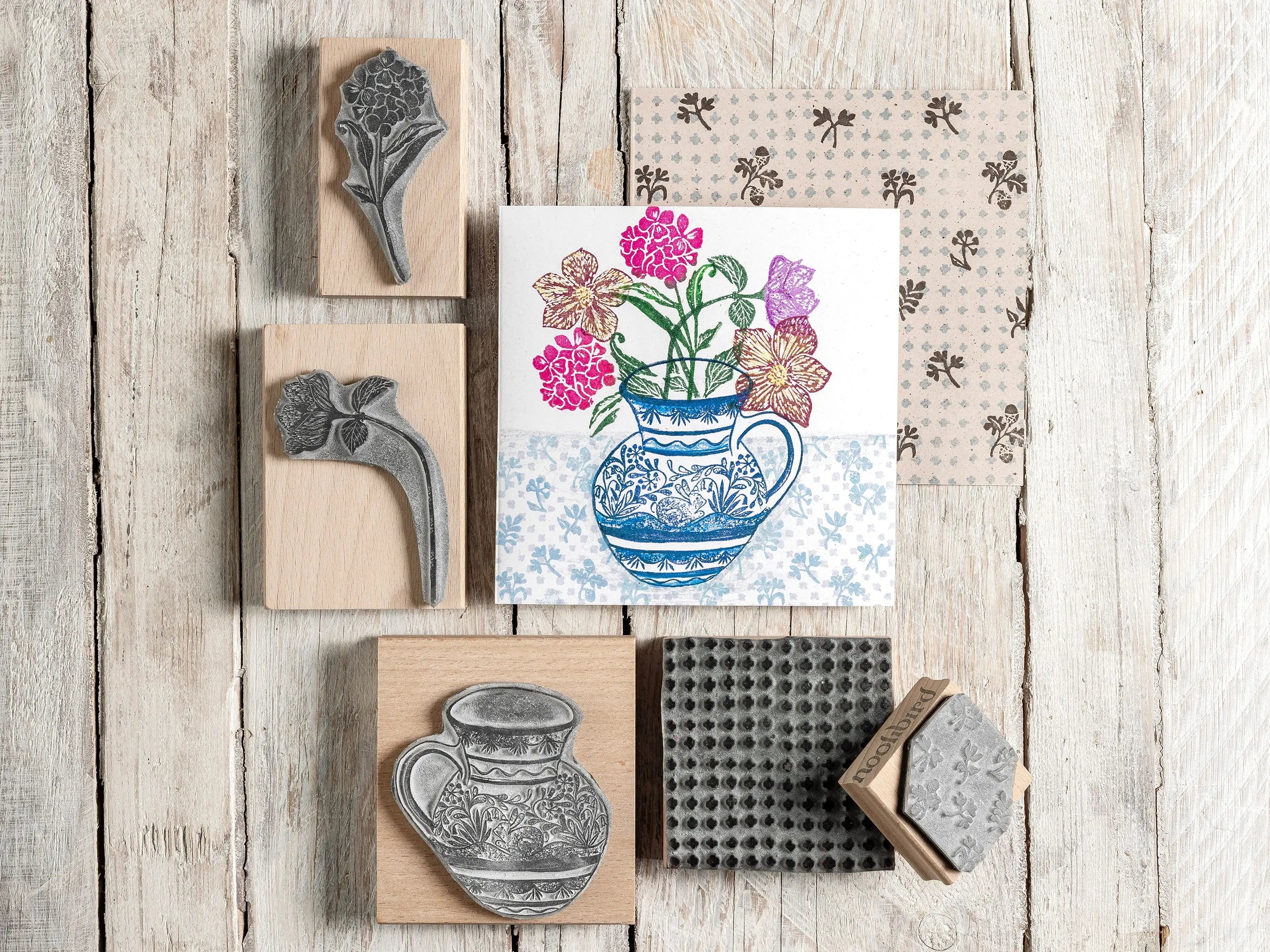 Favourite Spring Flowers, Flower  and Jug Stamps for Cardmaking and Nature Journaling Noolibird