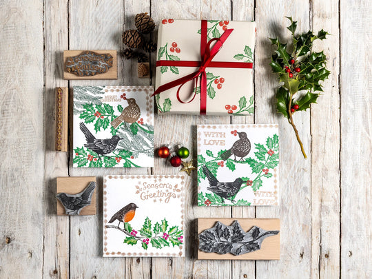 Garden Bird Stamps – Robin, Blue Tit, Blackbird, Sparrow, Thrush &amp; Coal Tit | Handmade Cardmaking Stamps