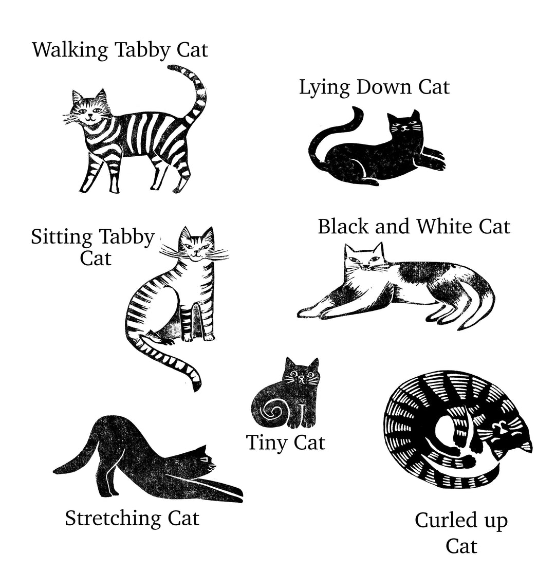 Cat Rubber Stamps With House Plants and Decorative Tile Stamps - Noolibird