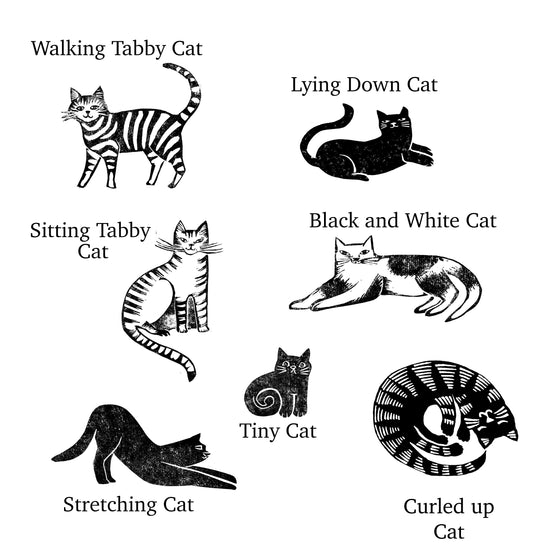 Cat Rubber Stamps With House Plants and Decorative Tile Stamps - Noolibird