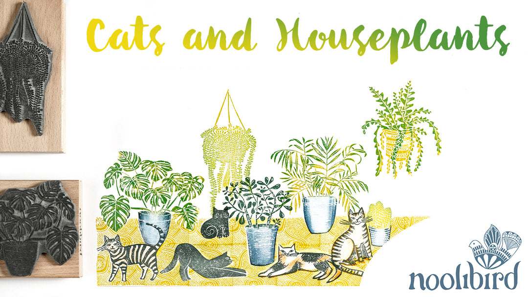 stamps for card making tutorial, craft rubber stamp tutorial, cat stamps, flower stamps