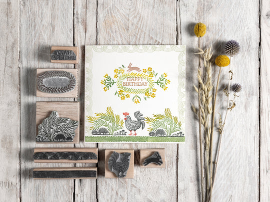 Folk Flowers Rubber Stamps and Folk Motif  Rubber Stamps for card making and stamping on fabric - Noolibird