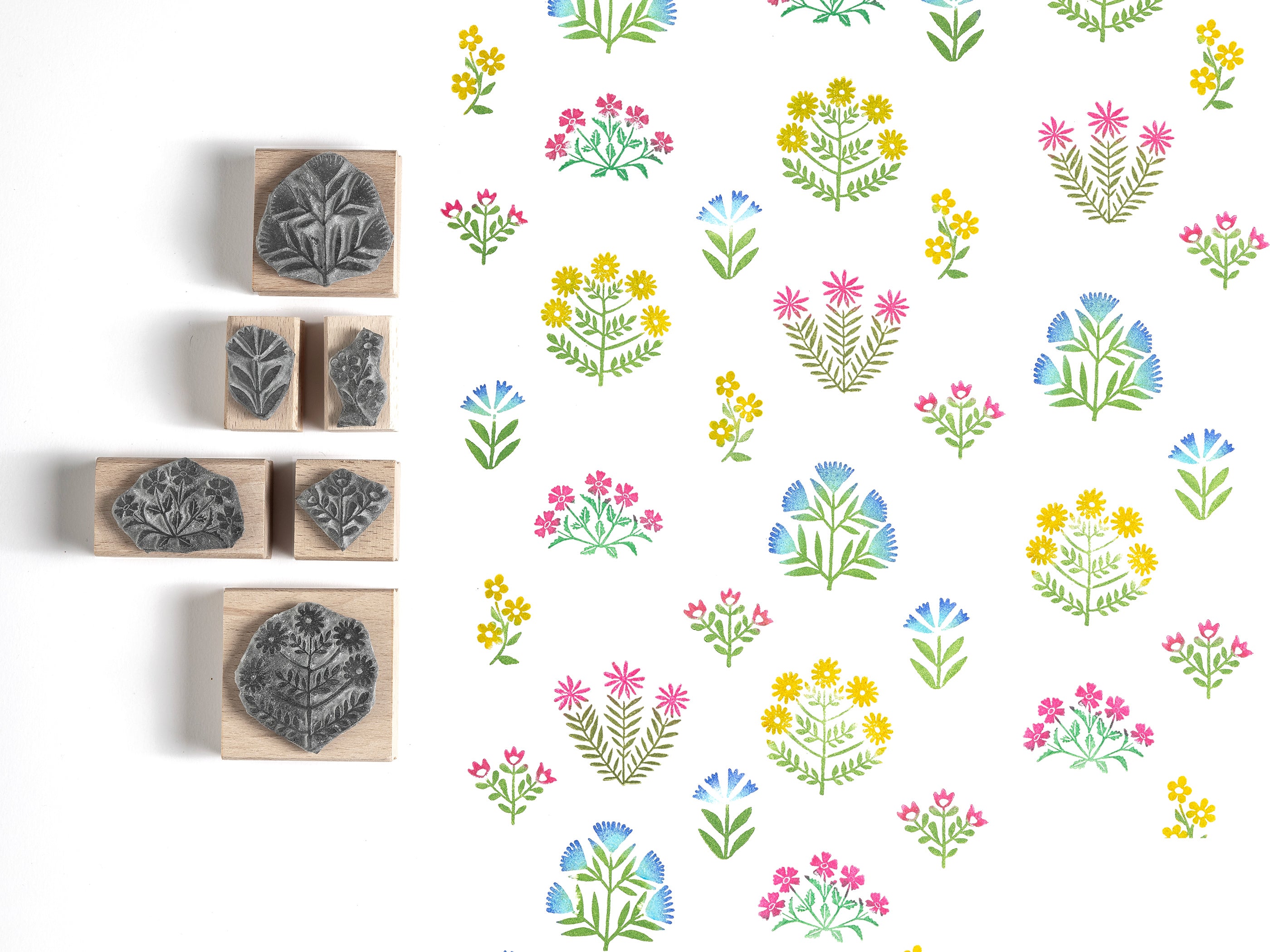 Folk Flowers Rubber Stamps and Folk Motif  Rubber Stamps for card making and stamping on fabric - Noolibird