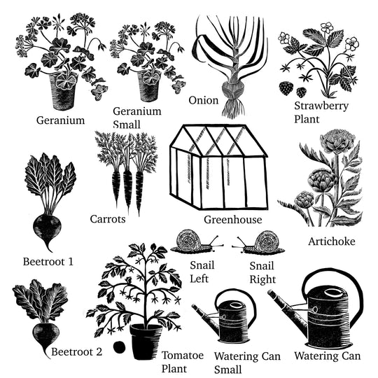 Garden Rubber Stamps for Card Making, Garden Journals &amp; Summer Craft Projects