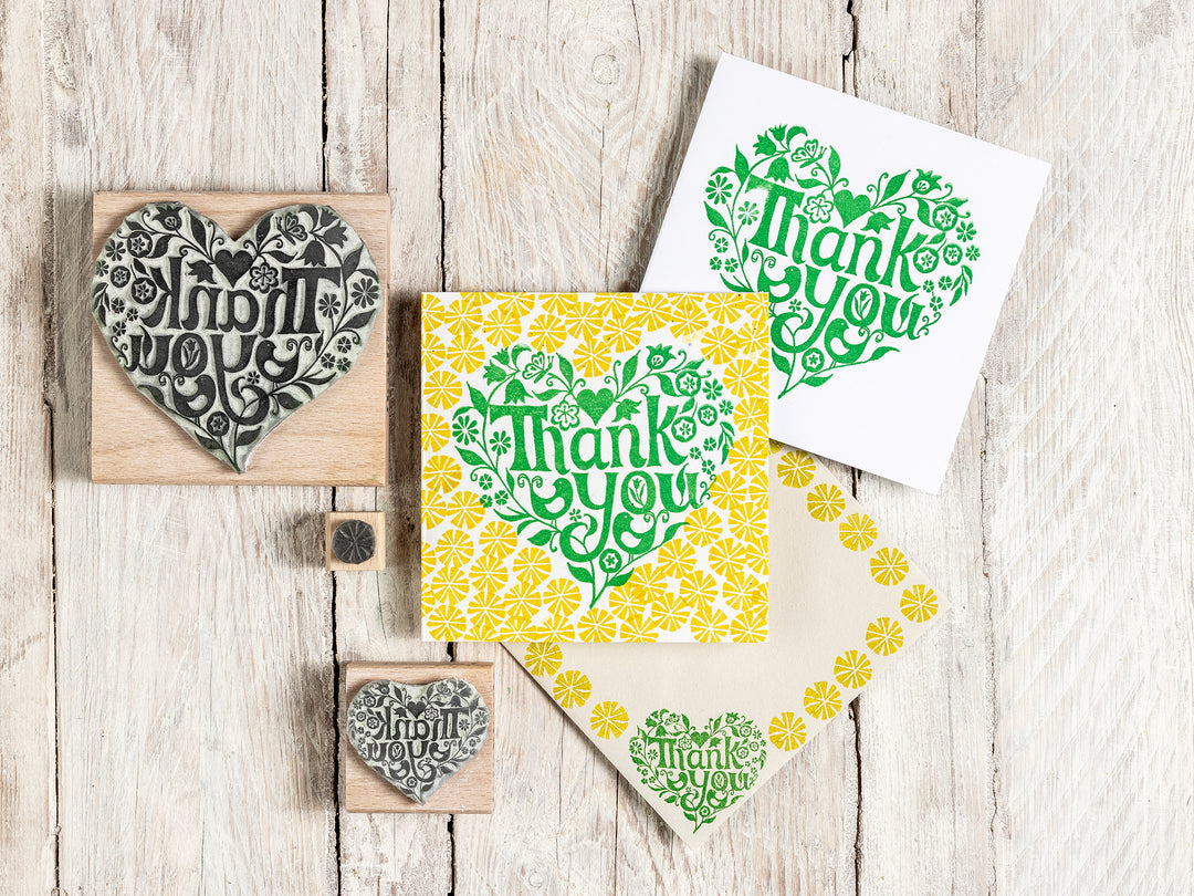 Thank You Heart Rubber Stamp | Thank you stamp for card making - Noolibird