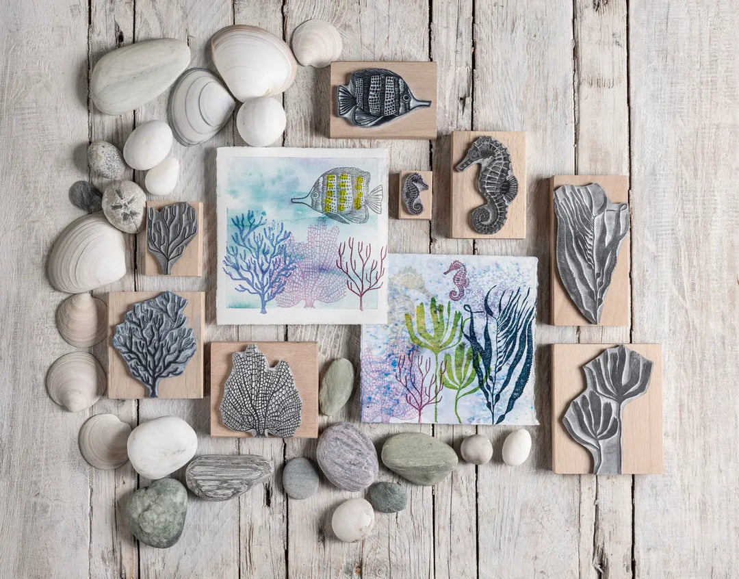 Underwater World Stamps, Mermaid, Fish, Jelly Fish and Sea Anemone — Sea Creatures, Seaweed &amp; Coral