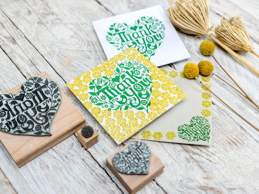 Thank You Heart Rubber Stamp | Thank you stamp for card making - Noolibird