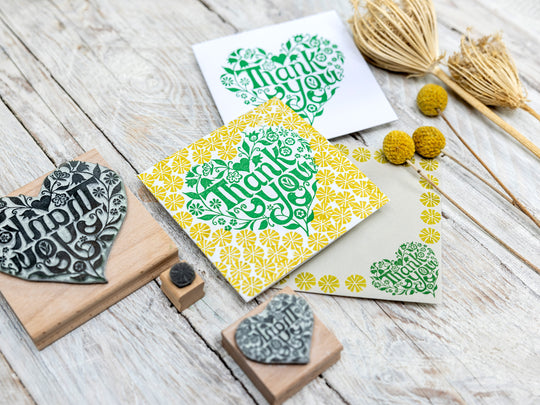 Thank You Heart Rubber Stamp | Thank you stamp for card making - Noolibird