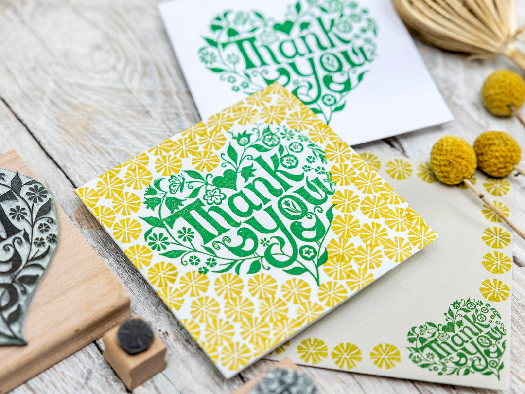 Thank You Heart Rubber Stamp | Thank you stamp for card making - Noolibird