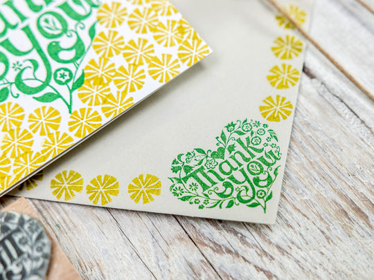 Thank You Heart Rubber Stamp | Thank you stamp for card making - Noolibird