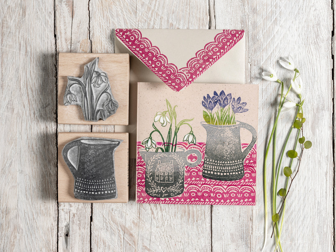 Snowdrops and Crocuses with Jug Stamps - Noolibird