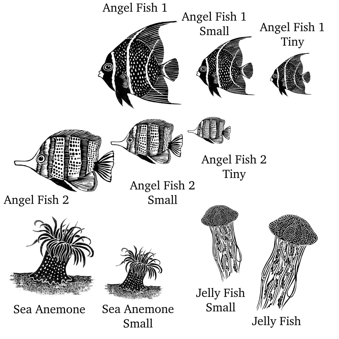 Underwater World Stamps, Mermaid, Fish, Jelly Fish and Sea Anemone — Sea Creatures, Seaweed &amp; Coral