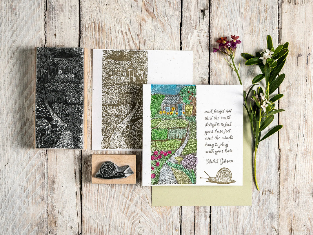 English Summer Garden Rubber Stamp | Detailed Stamp for Card Making &amp; Colouring In