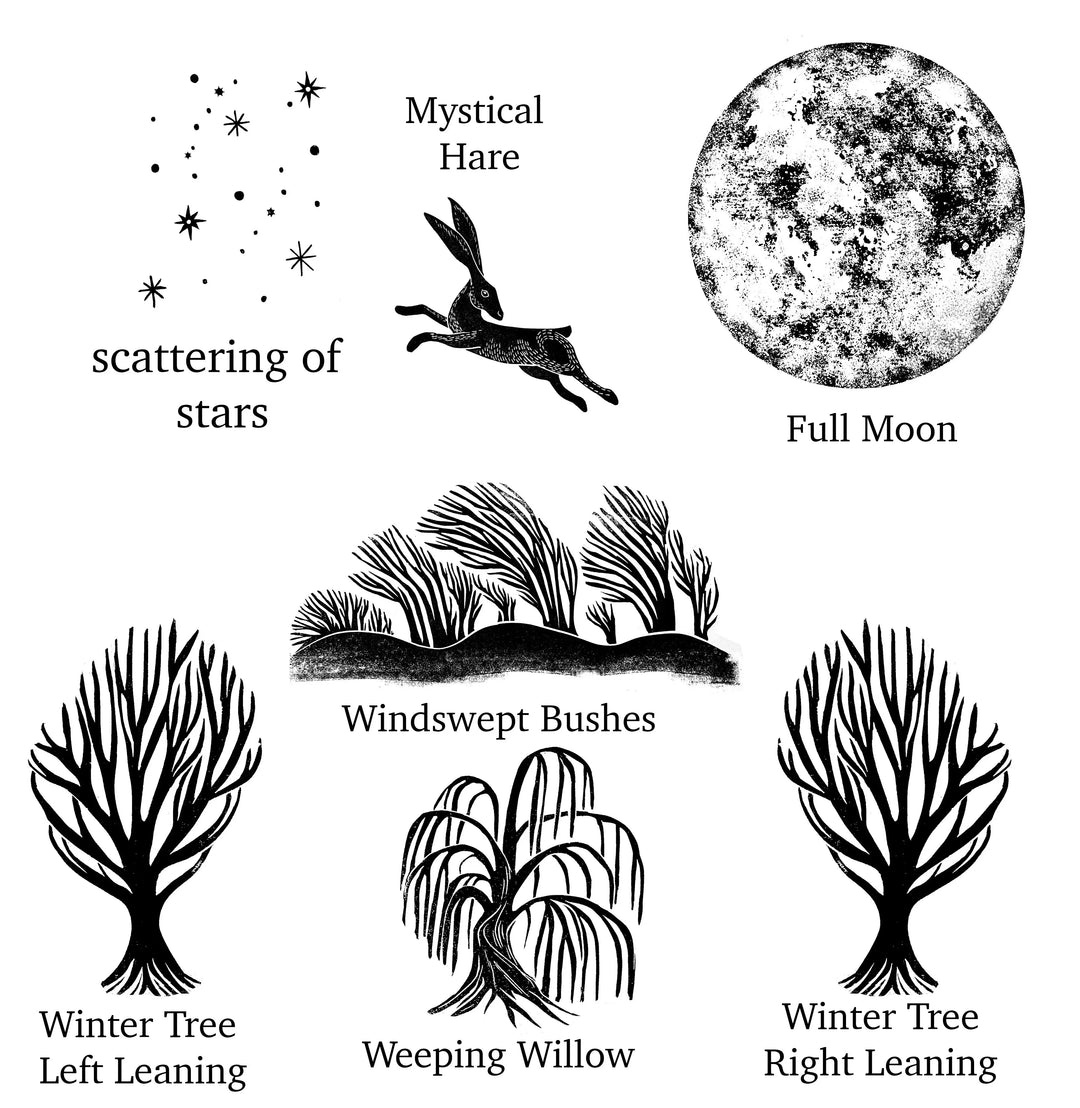 Mythical  Hare Rubber Stamp, Craft Gift, Winter Journal Stamps Noolibird