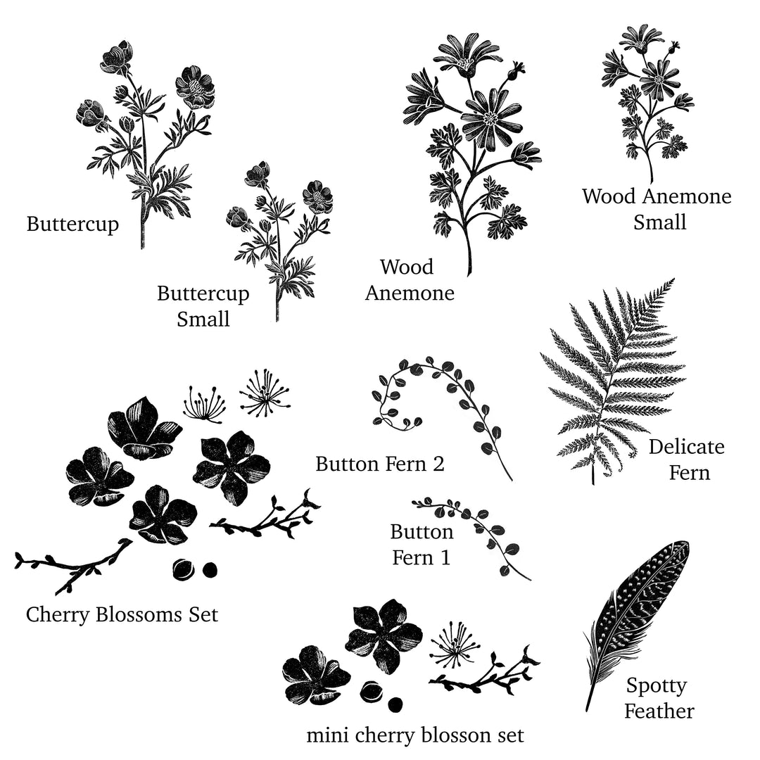 Blossoms and Ferns Rubber Stamps for Springtime
