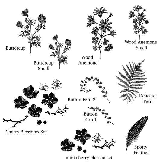 Blossoms and Ferns Rubber Stamps for Springtime