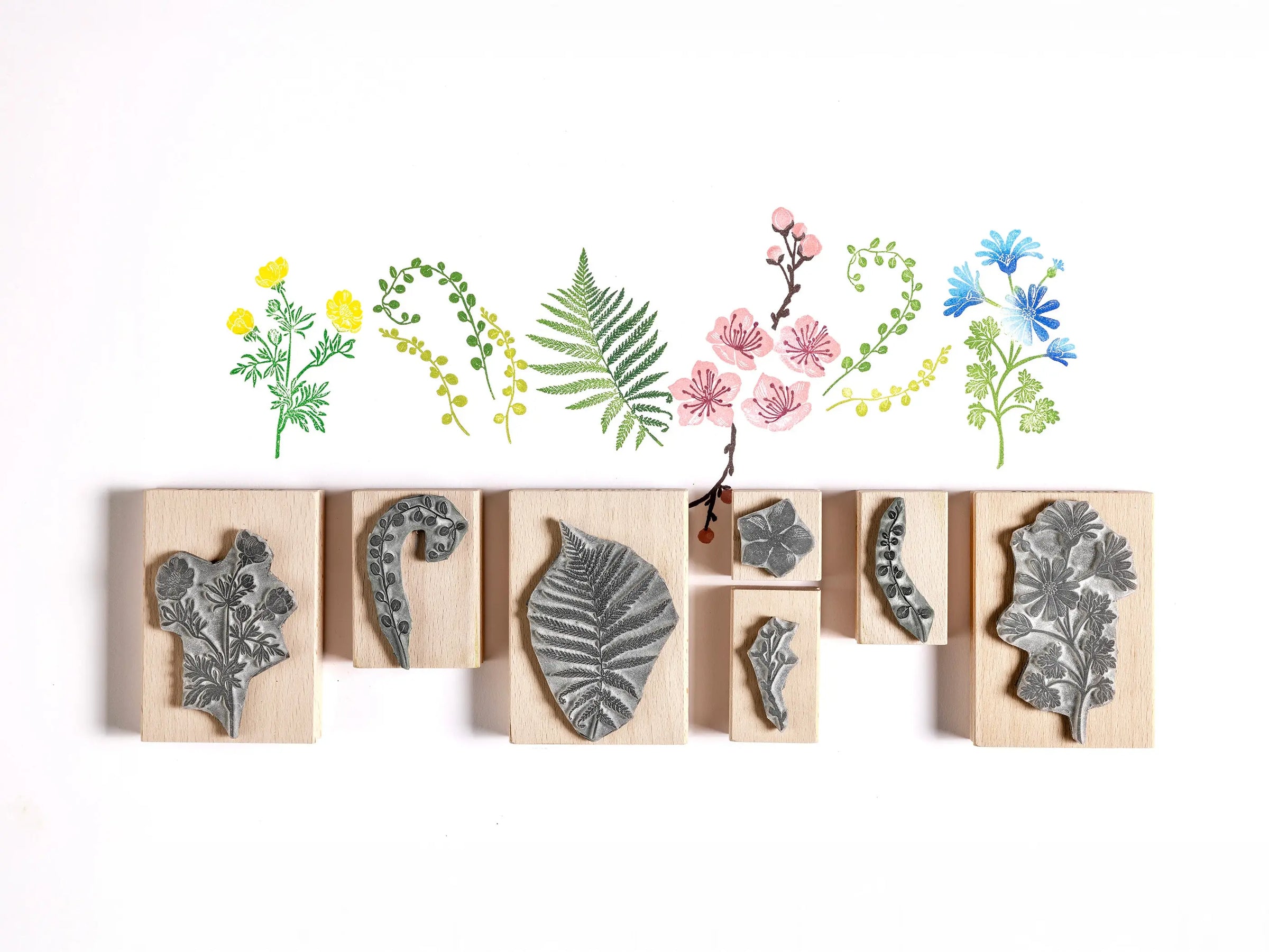 Blossoms and Ferns Rubber Stamps for Springtime - Noolibird