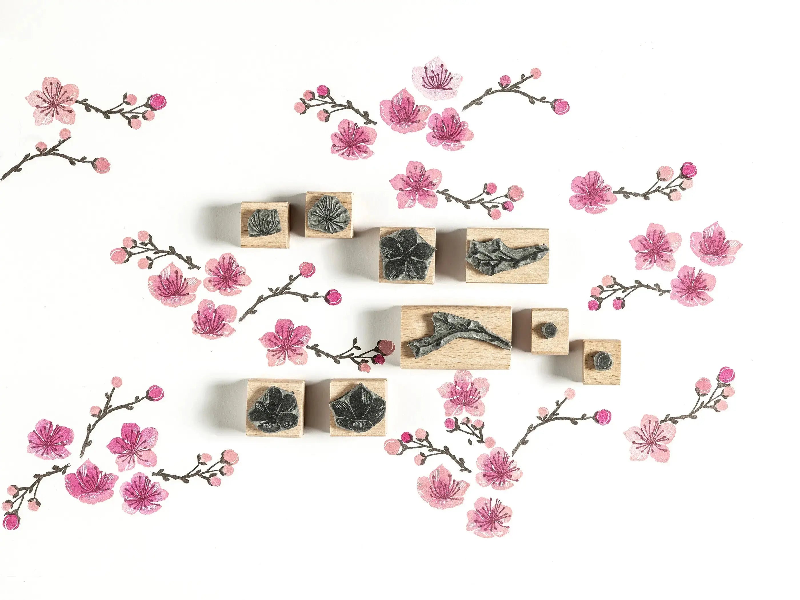 Cherry Blossom Rubber Stamp Set - Noolibird