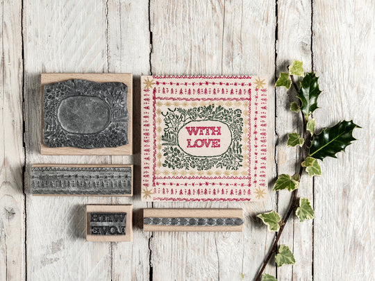 Christmas Garland Frame Stamp, Craft Gift, Stamp for Card making