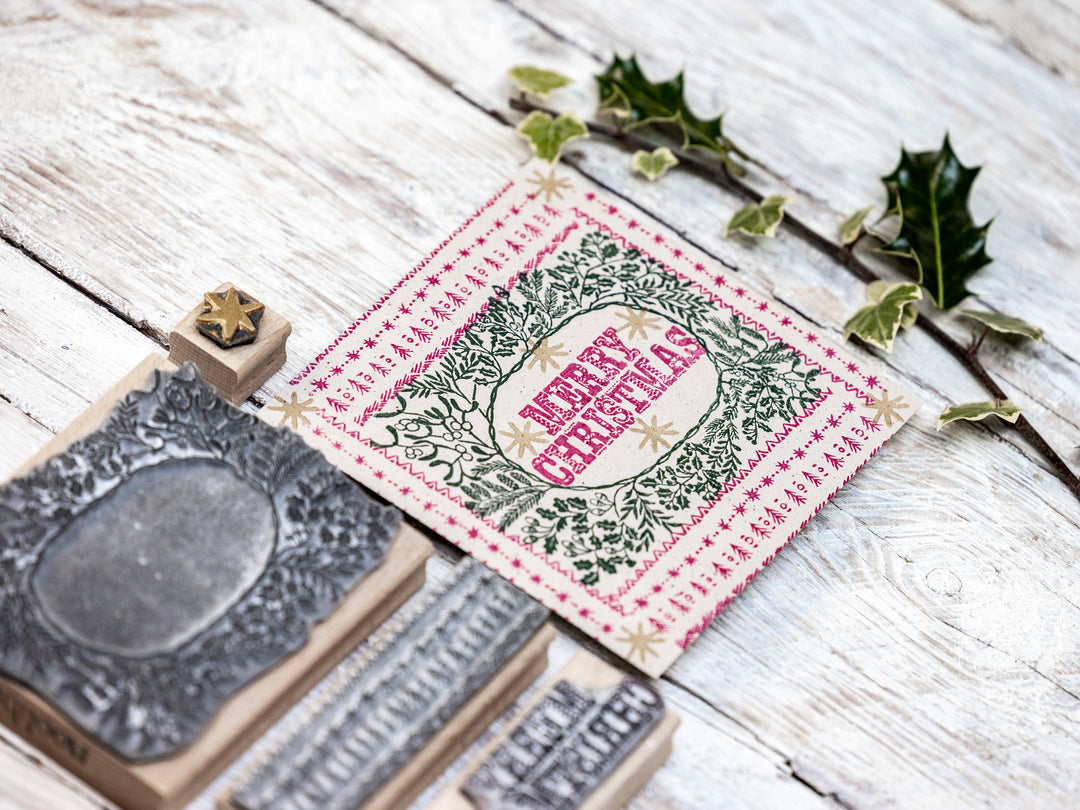 Christmas Garland Frame Stamp, Craft Gift, Stamp for Card making