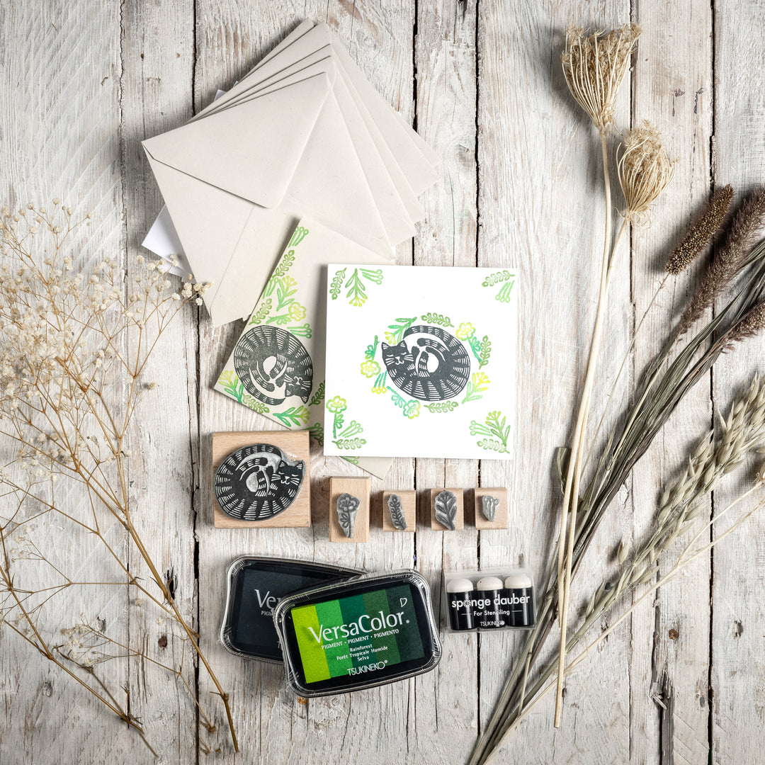Craft Gift Set, Cat Rubber Stamp Set, Card making Gift Box Set, Gift for Card maker - Noolibird