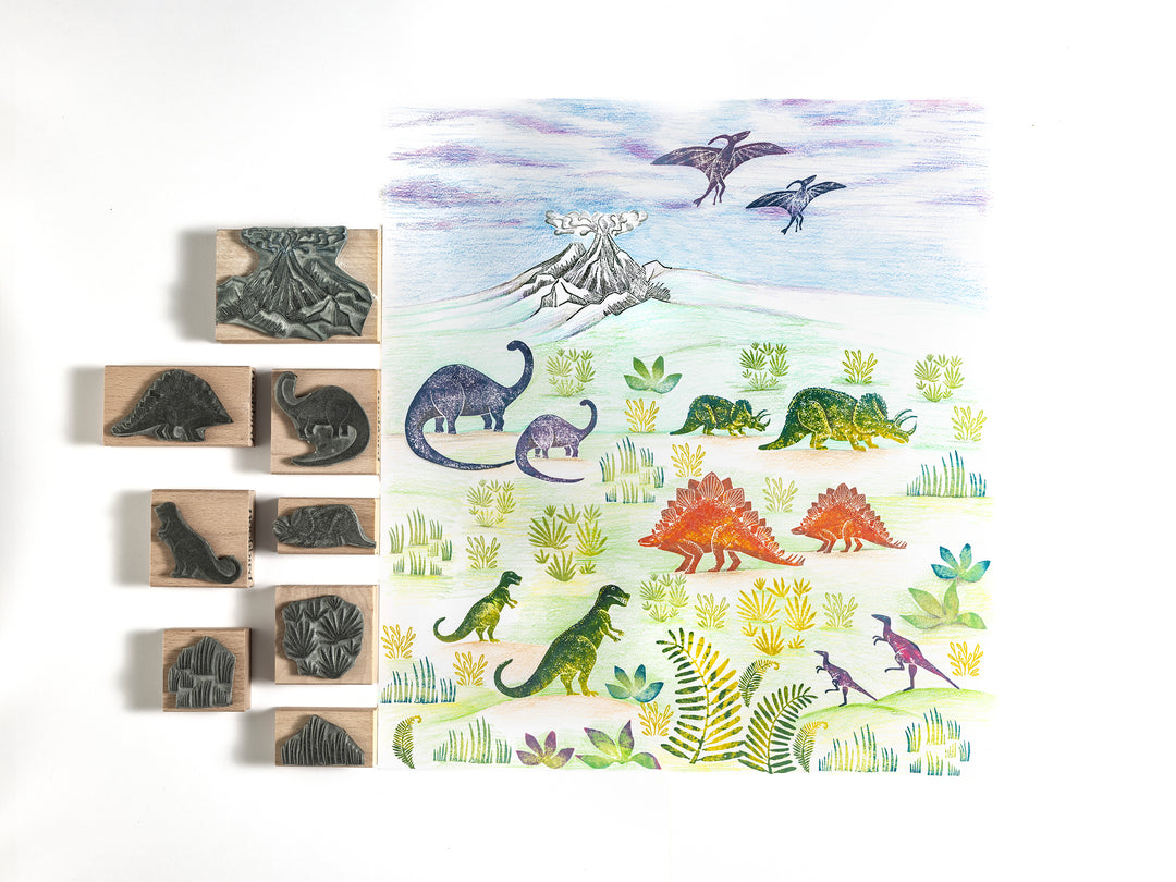 Dinosaurs Stamps, Rubber Stamps Dinosaurs, Craft Gift  for boys, Diplodocus Stamp, Tyrannosaurus rex stamp, Stegosaurus Stamp. - Noolibird