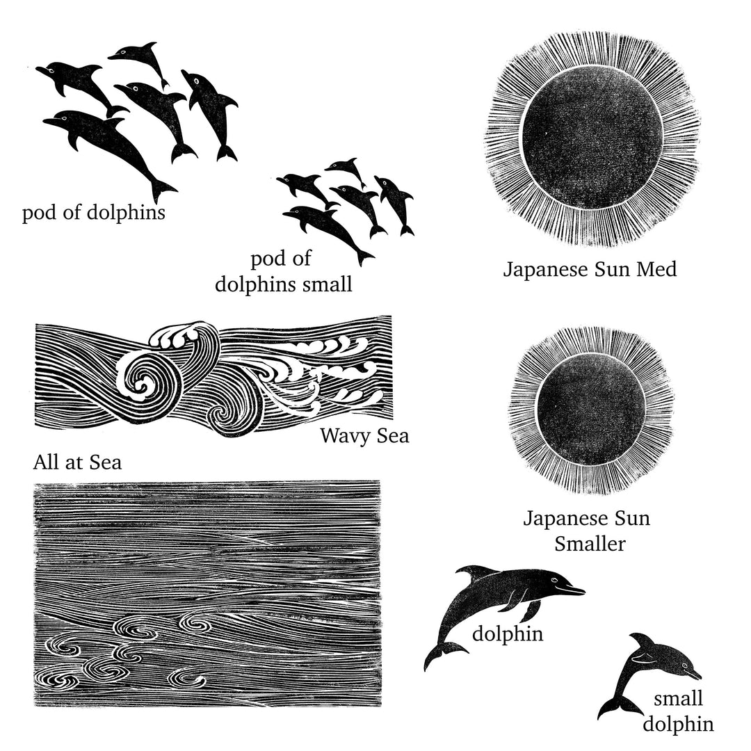 Dolphin Rubber Stamps for Card making, Journalling and Summer Scrap Booking - Noolibird