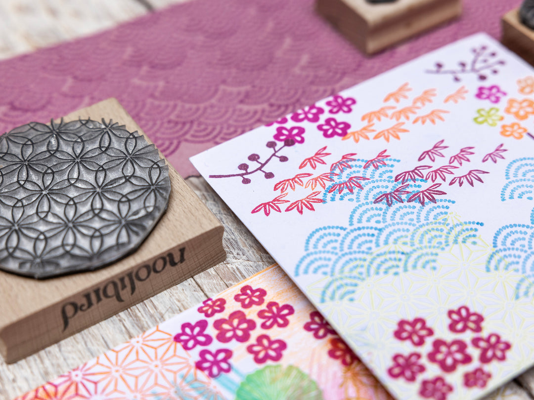 Japanese Pattern Rubber Stamps, Geometric patterns and Flower of Life Stamp Designs