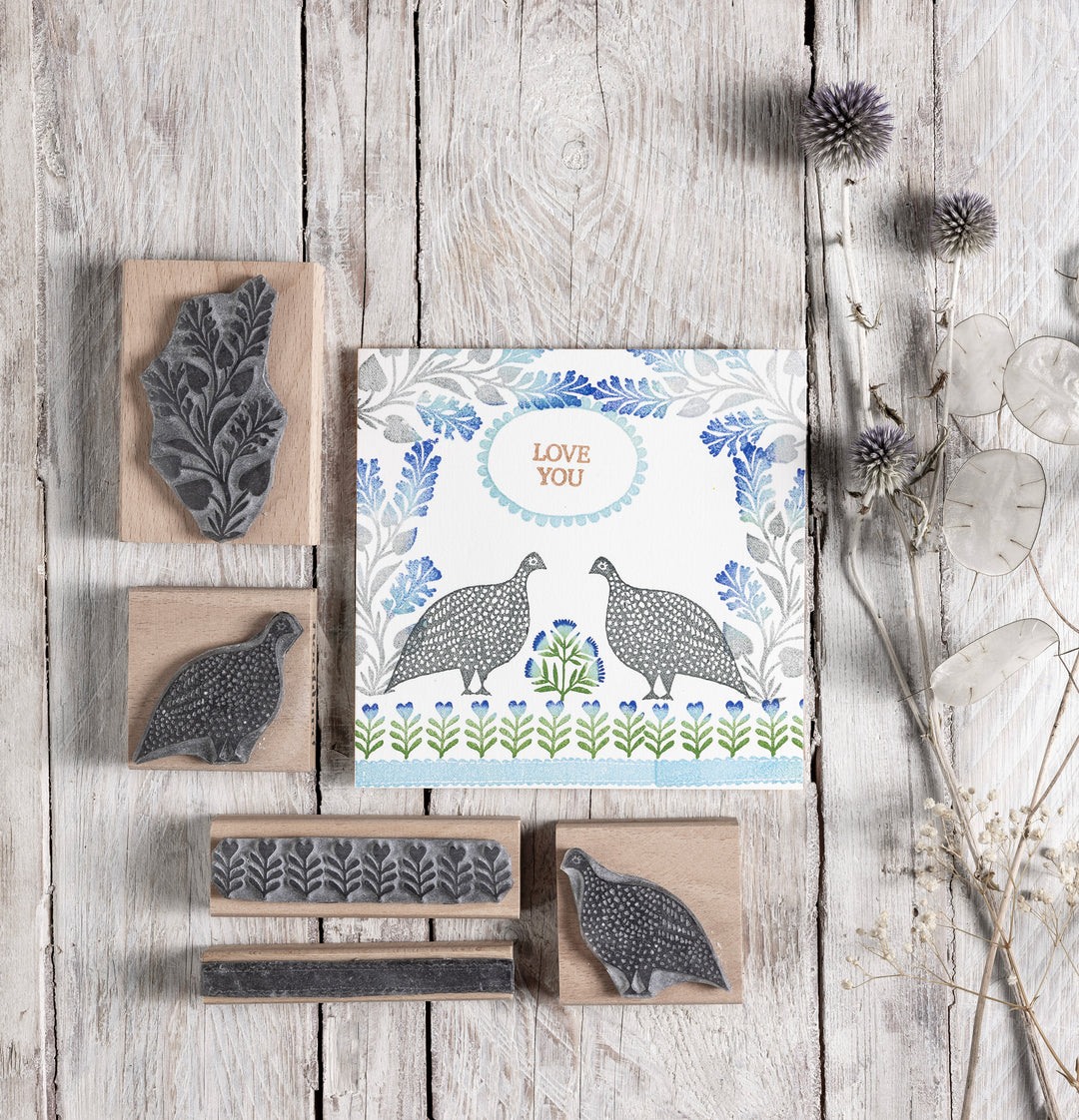 Guinea Fowl Rubber Stamp - Noolibird