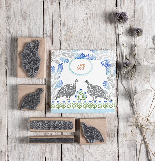Guinea Fowl Rubber Stamp - Noolibird