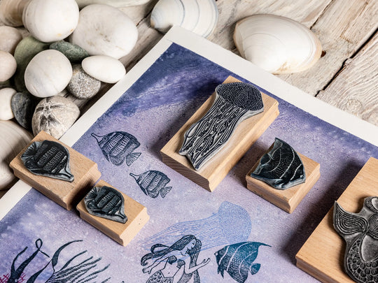 Underwater World Stamps, Mermaid, Fish, Jelly Fish and Sea Anemone — Sea Creatures, Seaweed &amp; Coral
