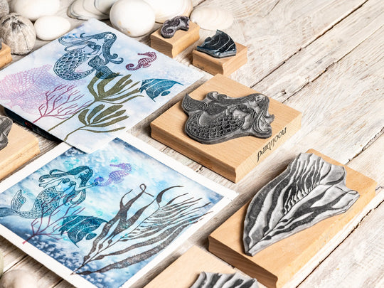 Underwater World Stamps, Mermaid, Fish, Jelly Fish and Sea Anemone — Sea Creatures, Seaweed &amp; Coral