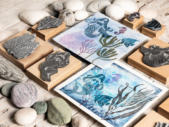 Underwater World Stamps, Mermaid, Fish, Jelly Fish and Sea Anemone — Sea Creatures, Seaweed &amp; Coral