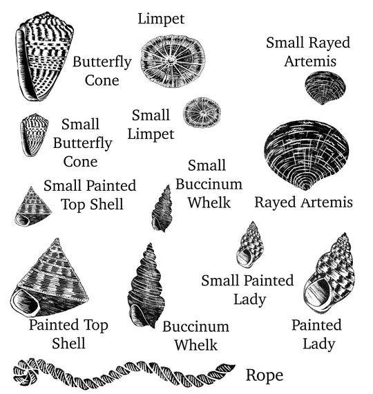 Shell Rubber Stamps for Craft and Card making, Scrapbooking and Journals