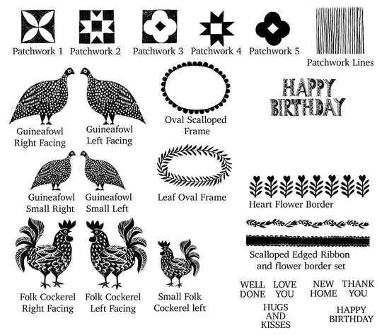 Guinea Fowl Rubber Stamp - Noolibird
