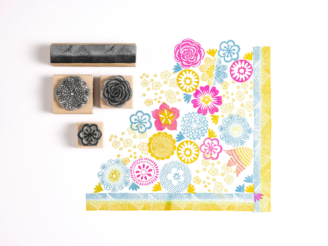 Flower Rubber Stamp, Floral Craft Stamp, Summer Stamping, Craft Gift, Bullet Journal Stamp, Cardmaking - Noolibird