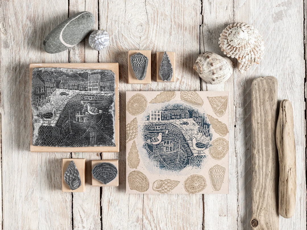 Stamp Using Shell Shell Rubber Stamps | Coastal Nature Stamps | Noolibird