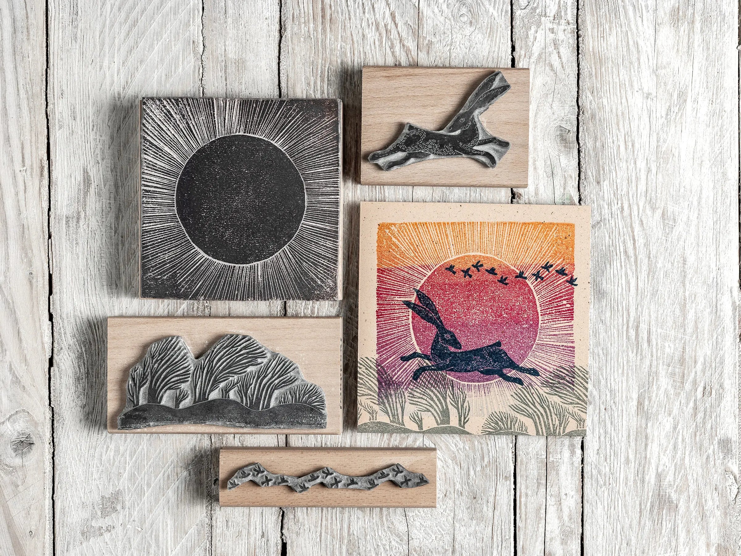 Mythical  Hare Rubber Stamp, Craft Gift, Winter Journal Stamps Noolibird