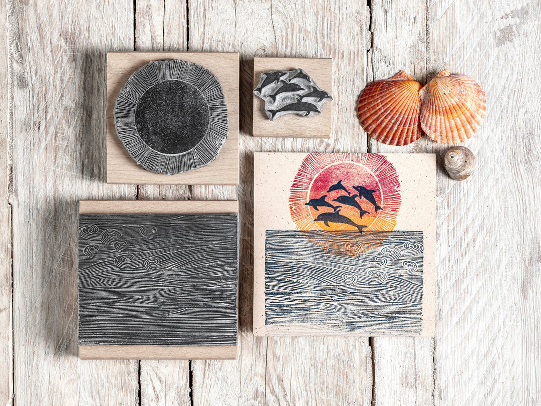 Dolphin Rubber Stamps for Card making, Journalling and Summer Scrap Booking - Noolibird